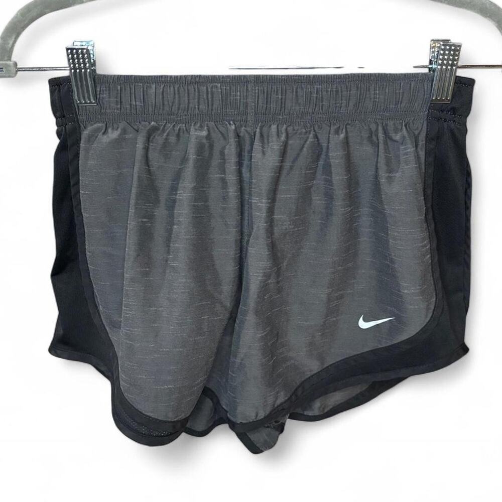 Nike Dri-FIT Tempo Running Shorts Charcoal Gray Heather Black Mesh Trim M